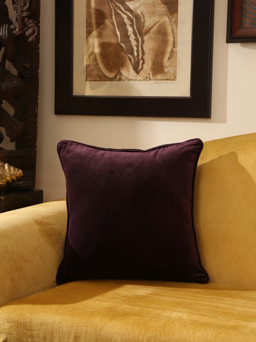 Purple Cotton Velvet Cushion Cover