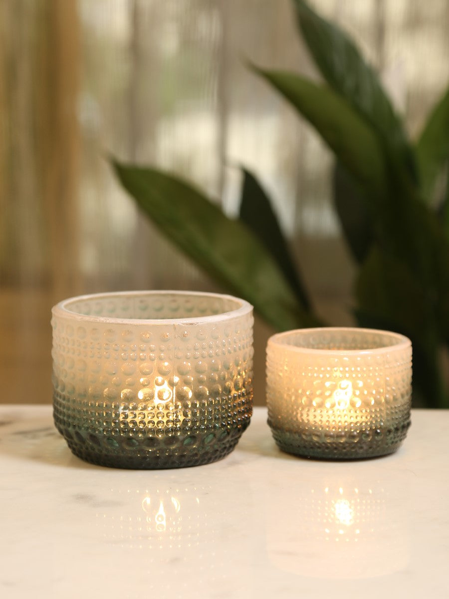 Ombre Green Glass Votive (Set of 2)