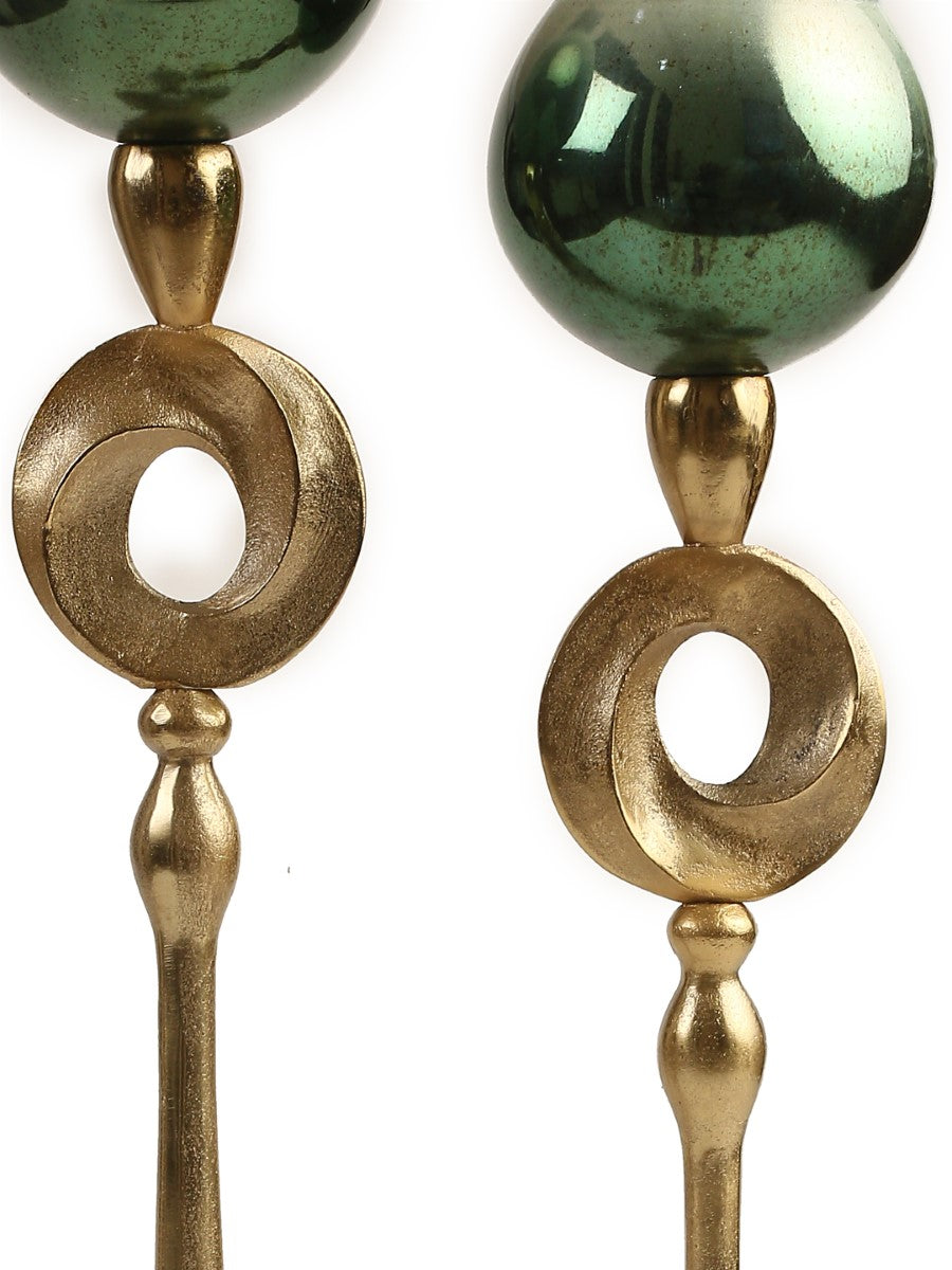 Ombre Green & Gold Glass Candle Holders (Set of 2)