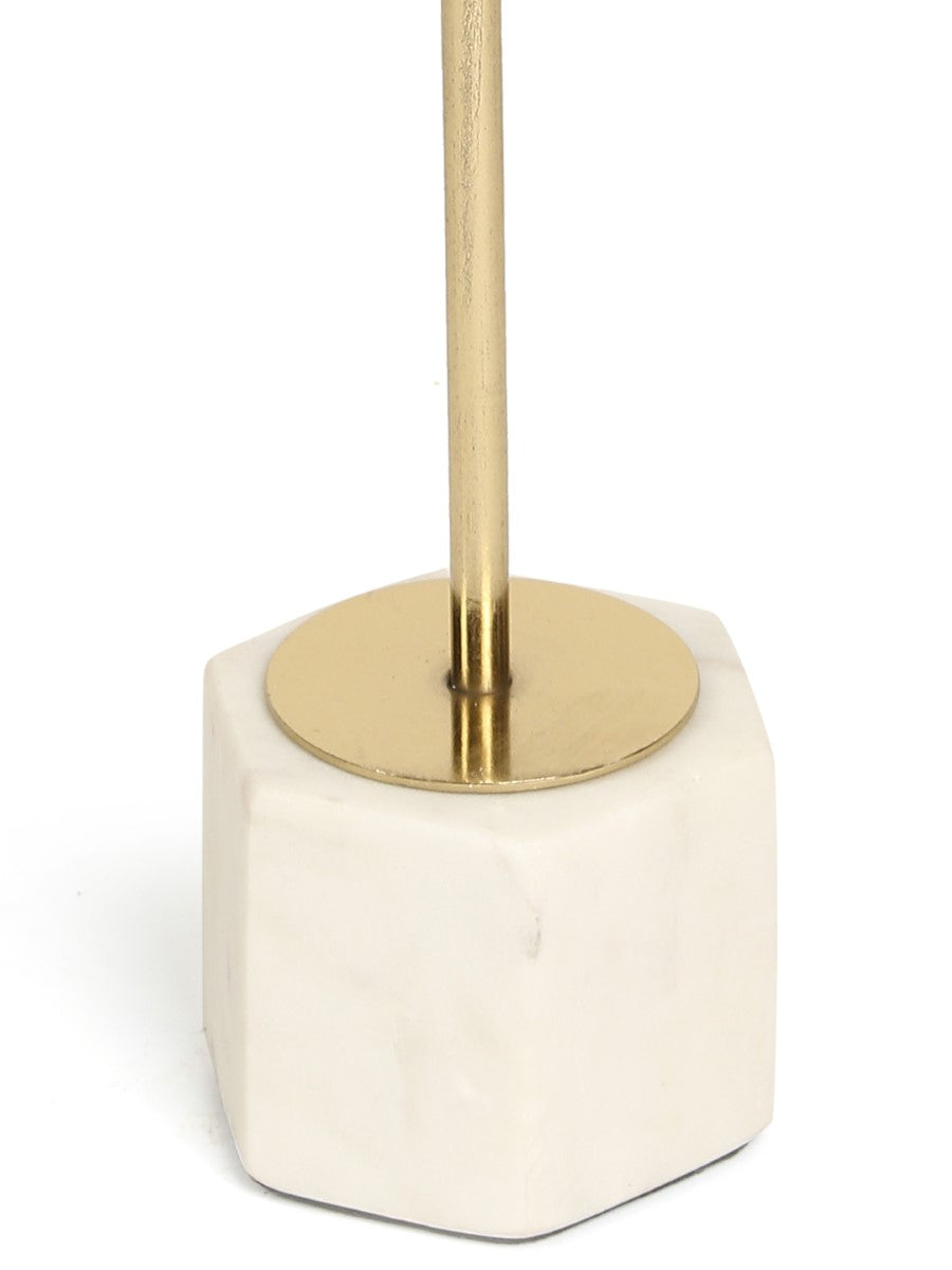 Marble And Gold Tone Taper Candle Holder (Set Of 2)