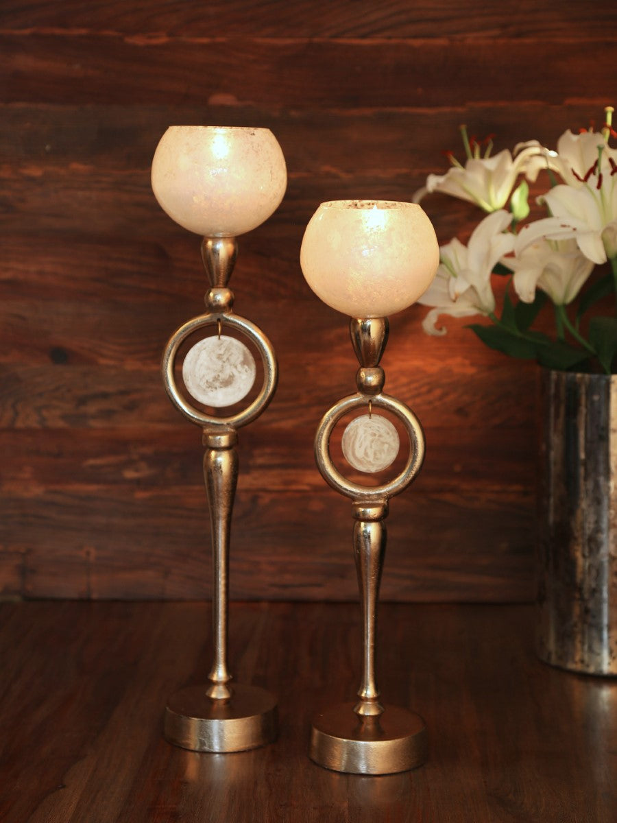 Ivory & Gold Candle Holders (Set Of 2)