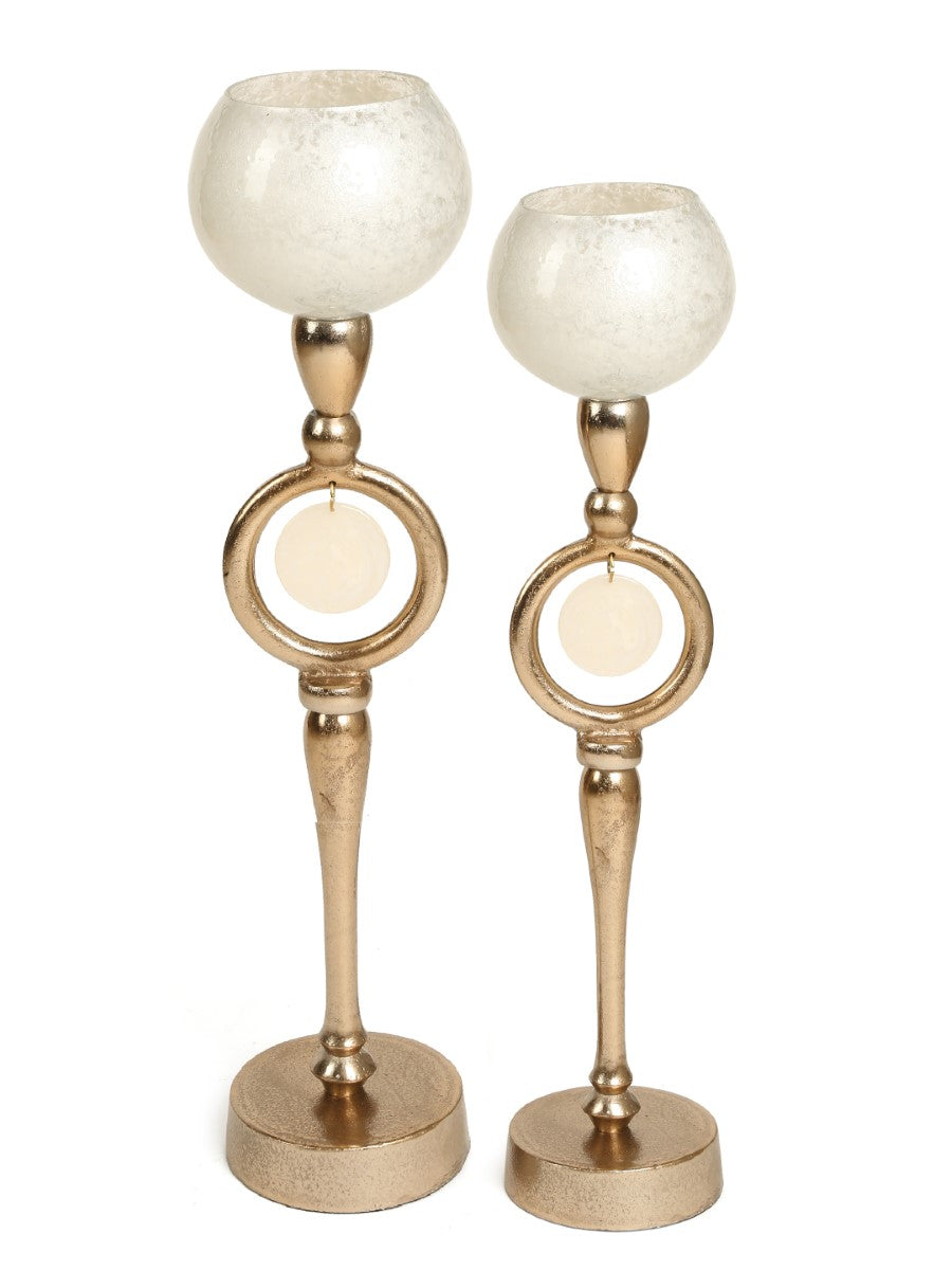 Ivory & Gold Candle Holders (Set Of 2)