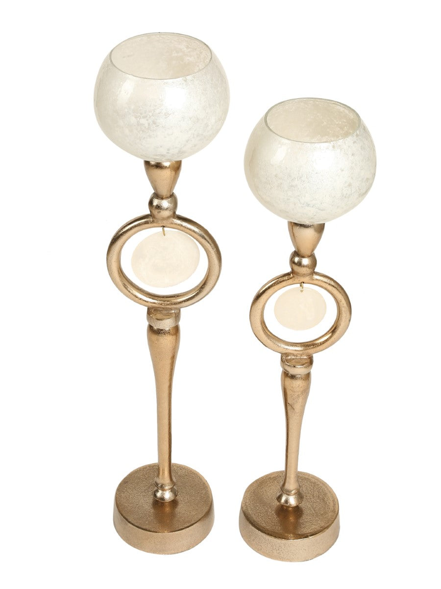 Ivory & Gold Candle Holders (Set Of 2)
