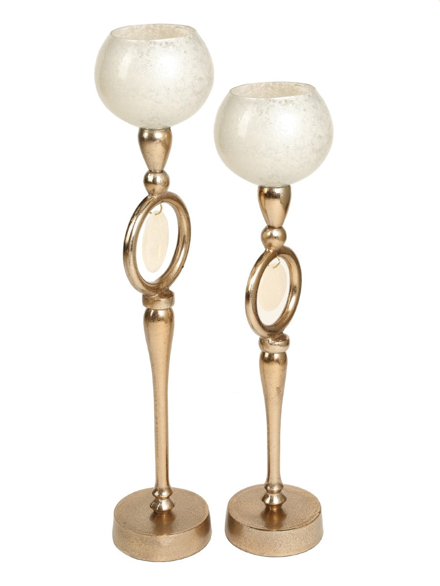 Ivory & Gold Candle Holders (Set Of 2)