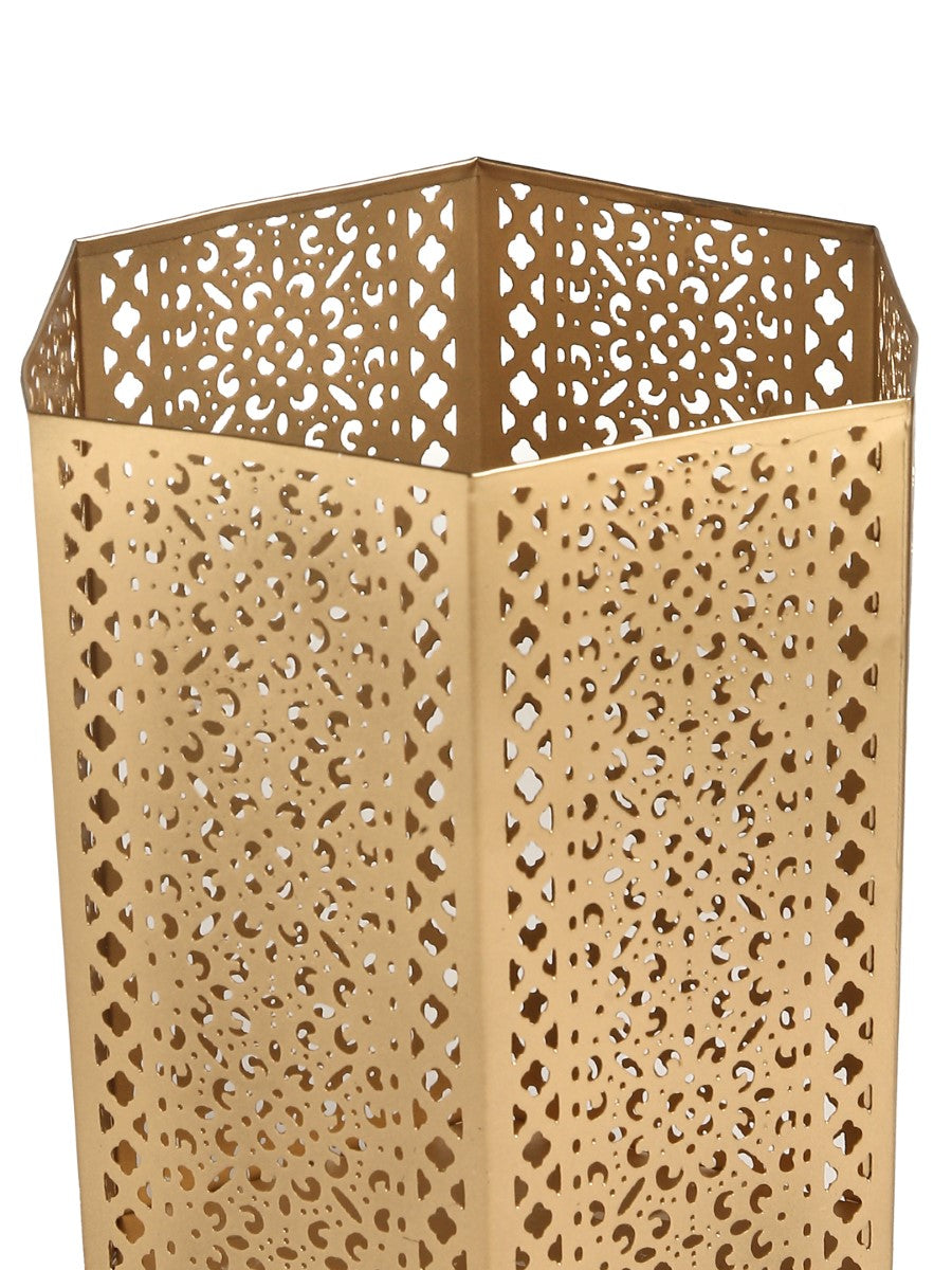 Antique Gold Finish Candle Holders (Set Of 2)