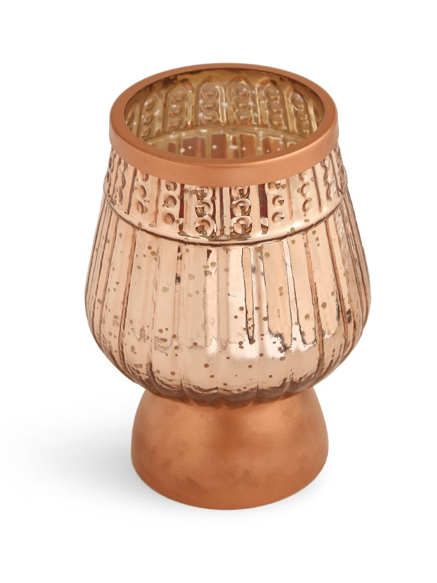 Mercury Finish Silver And Peach Candle Holder