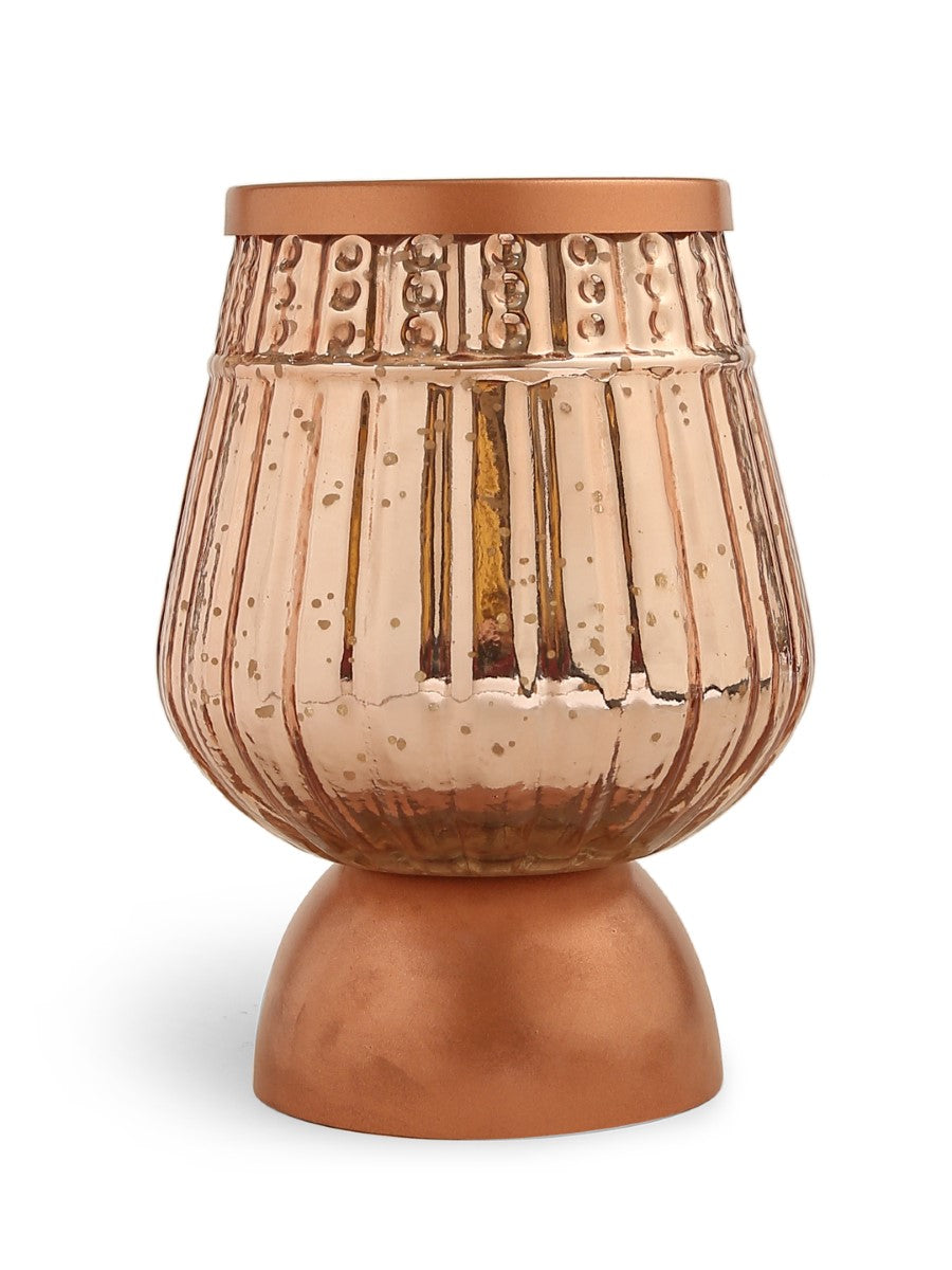 Mercury Finish Silver And Peach Candle Holder