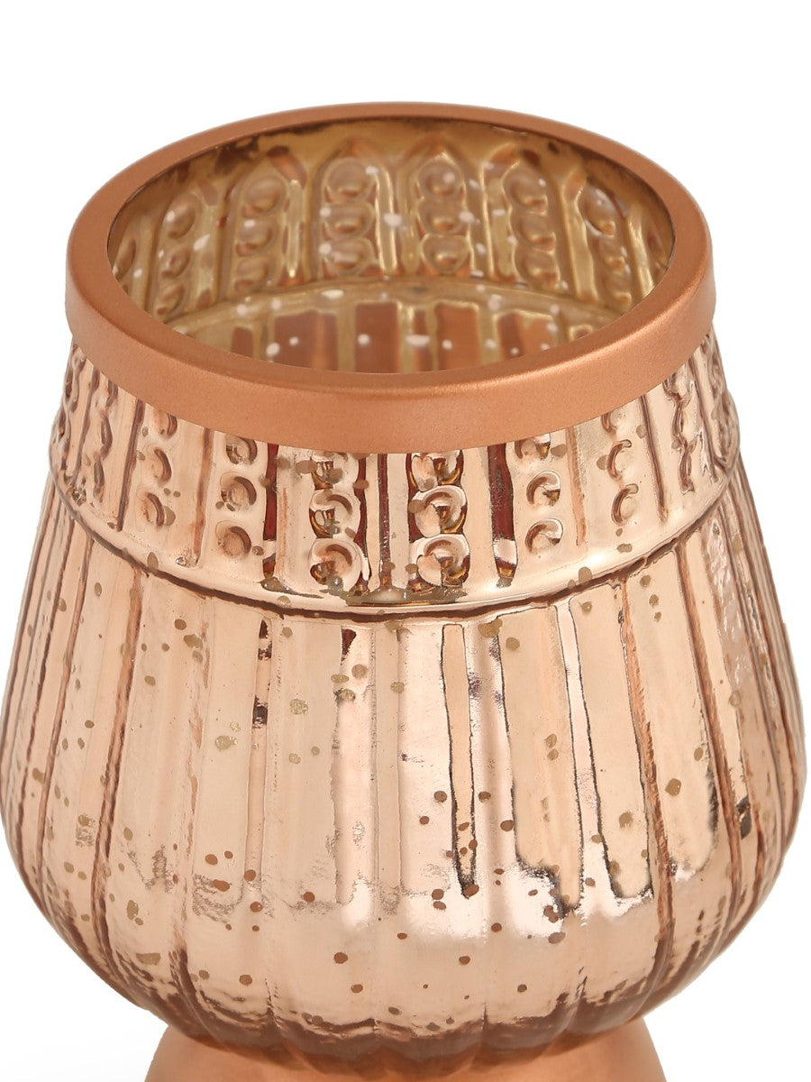 Mercury Finish Silver And Peach Candle Holder