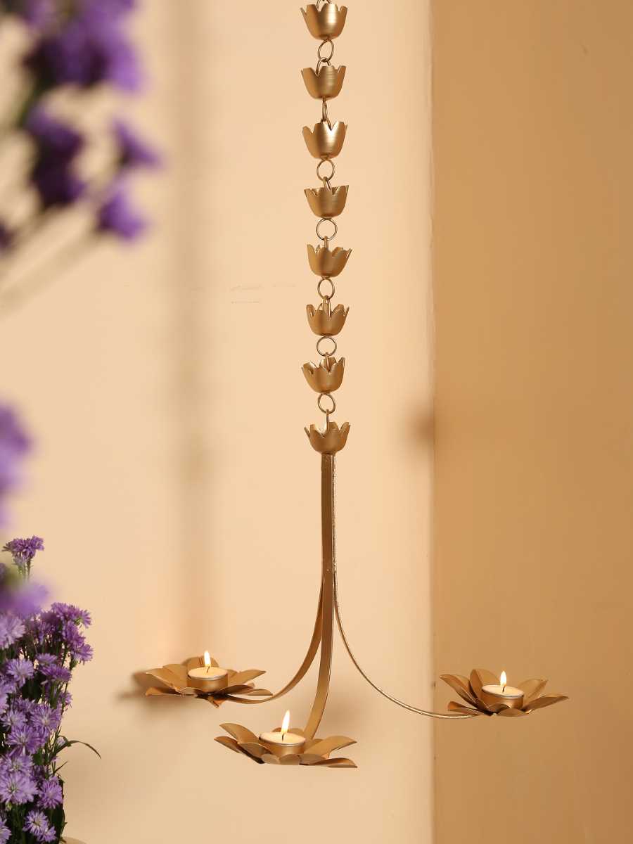Lotus Design Hanging Tea Light Holder