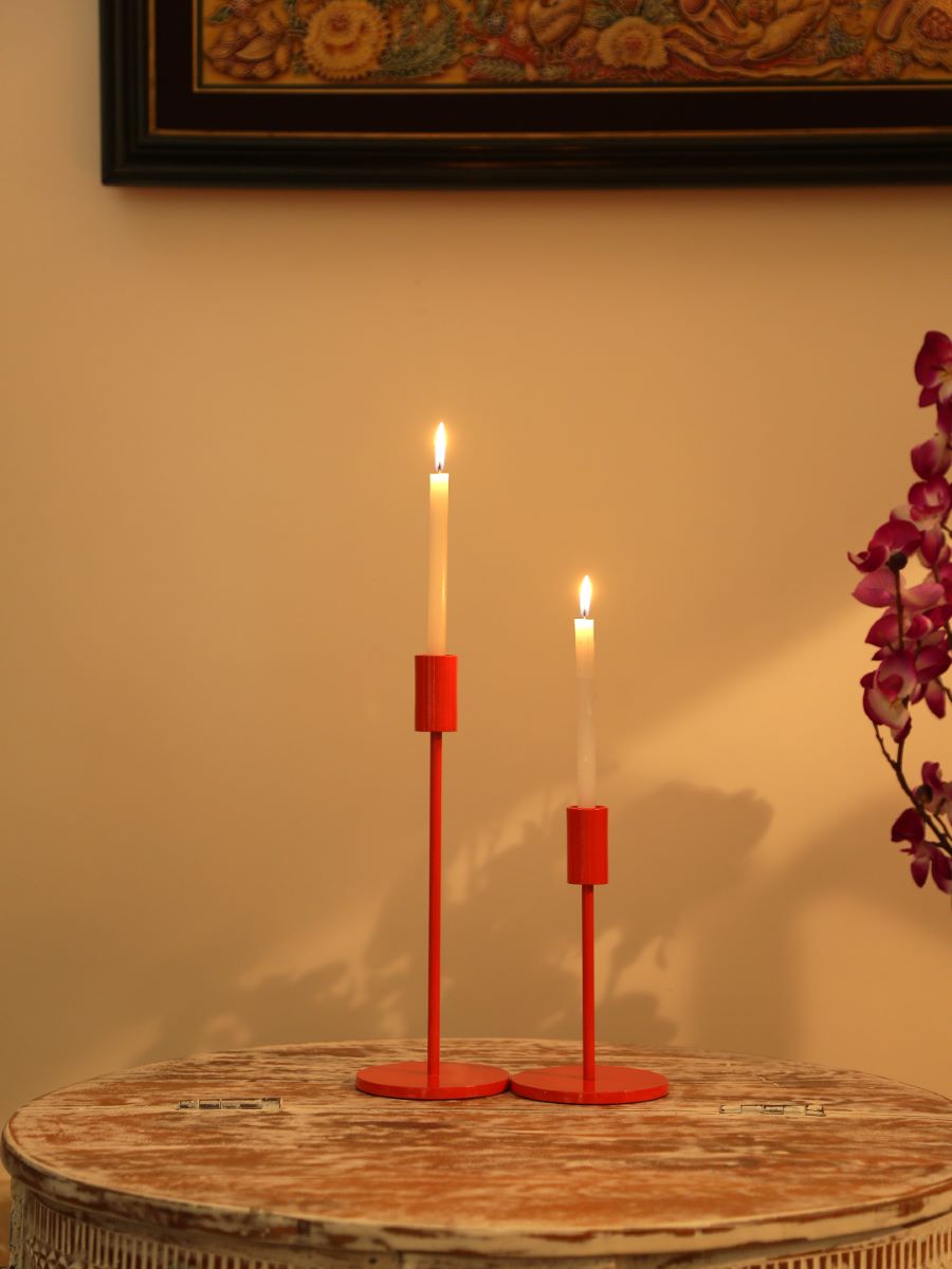 Orange Candle Holders (Set Of 2)