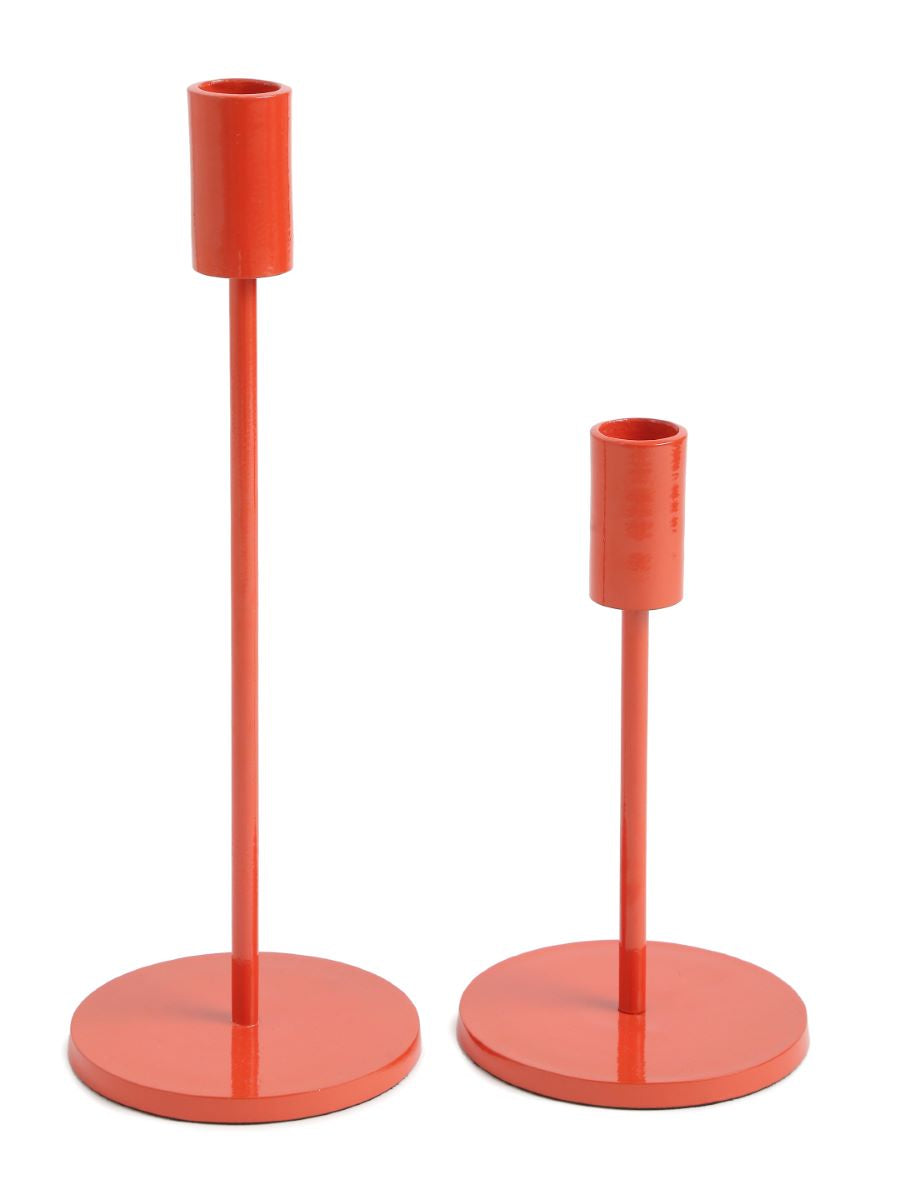 Orange Candle Holders (Set Of 2)