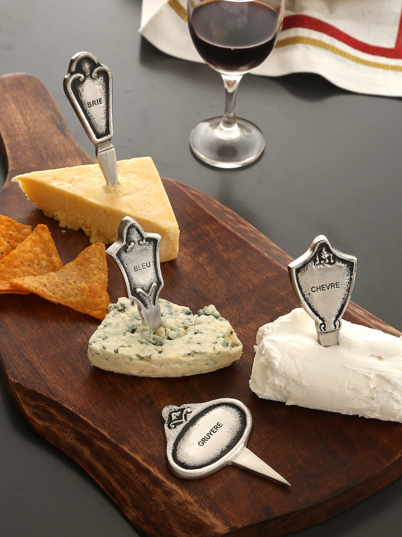 Set of 4 Cheese Markers for Gruyere, Chevre, Bleu & Brie