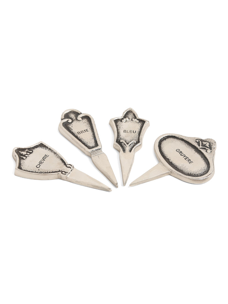 Set of 4 Cheese Markers for Gruyere, Chevre, Bleu & Brie
