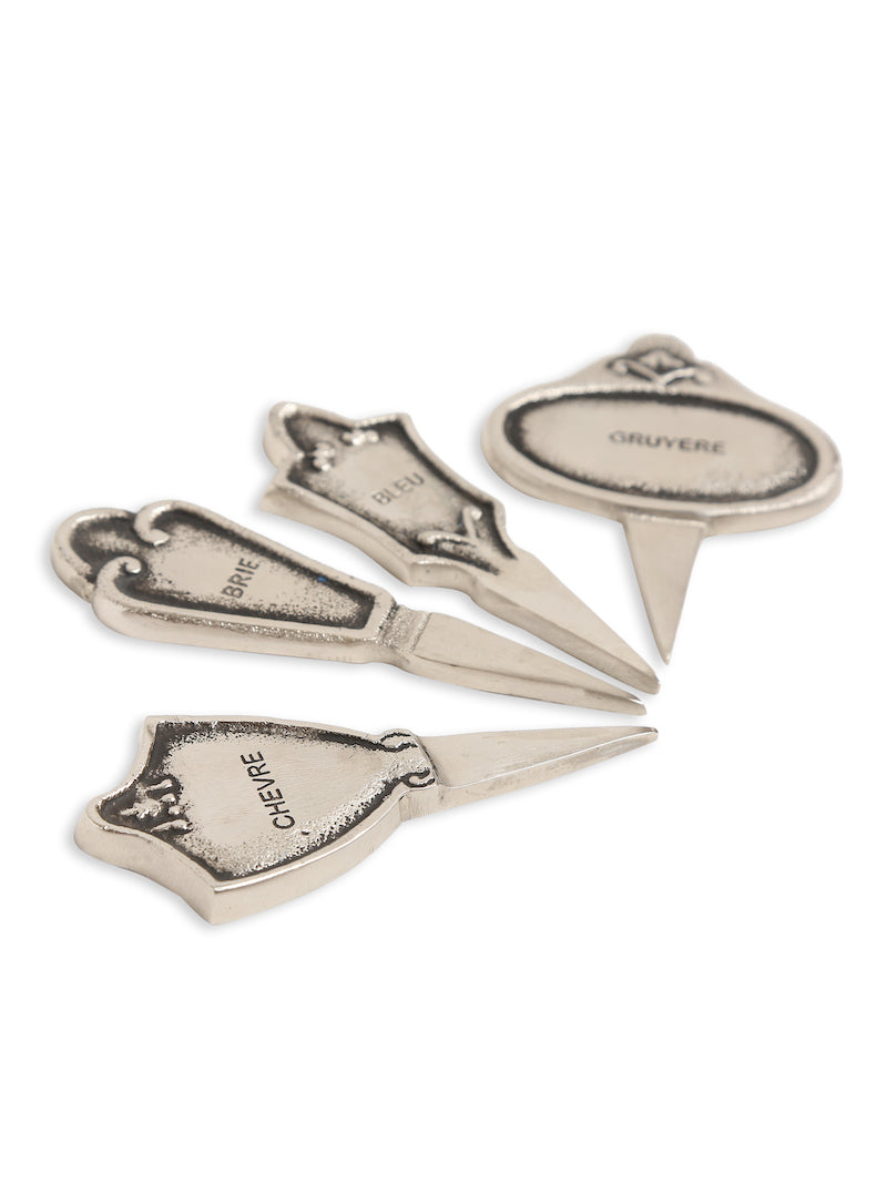 Set of 4 Cheese Markers for Gruyere, Chevre, Bleu & Brie