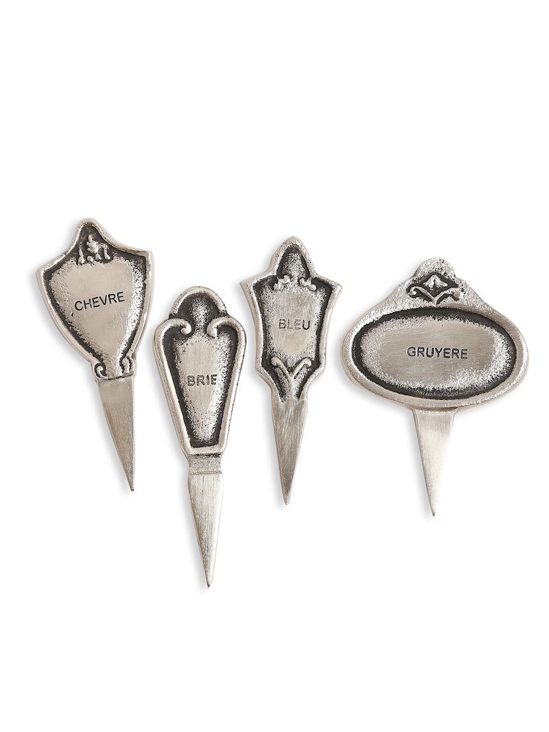 Set of 4 Cheese Markers for Gruyere, Chevre, Bleu & Brie