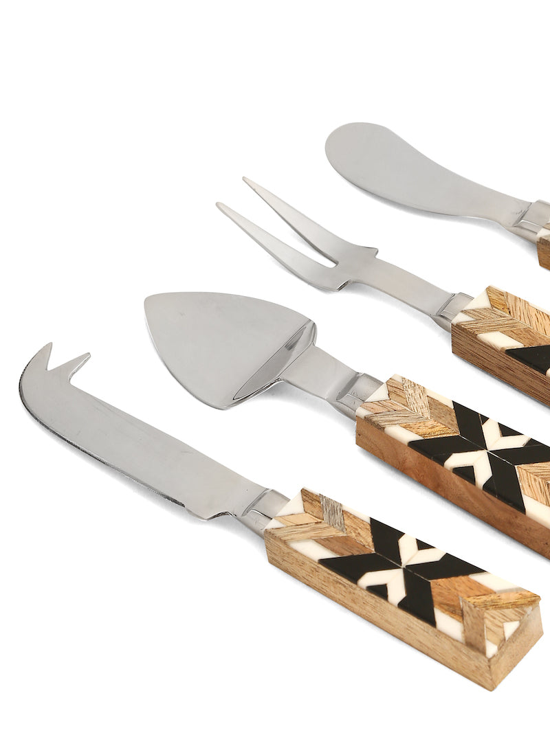 Cheese Set with Geometric Design (Set of 4)