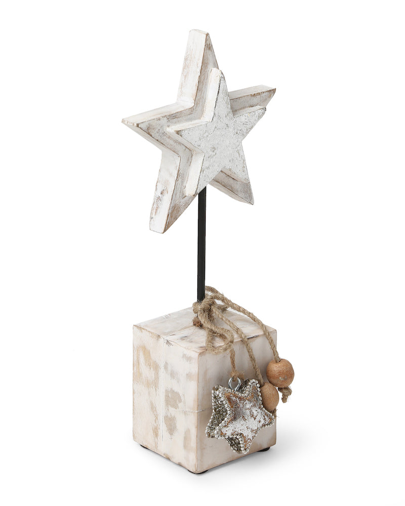 Wooden Star with Silver Foiling