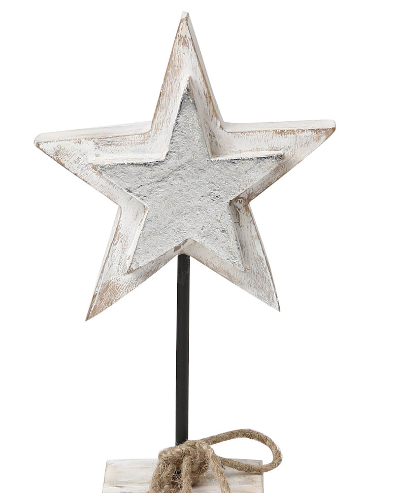 Wooden Star with Silver Foiling