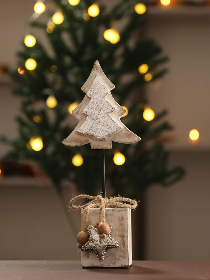Wooden Christmas Tree with Silver Foiling