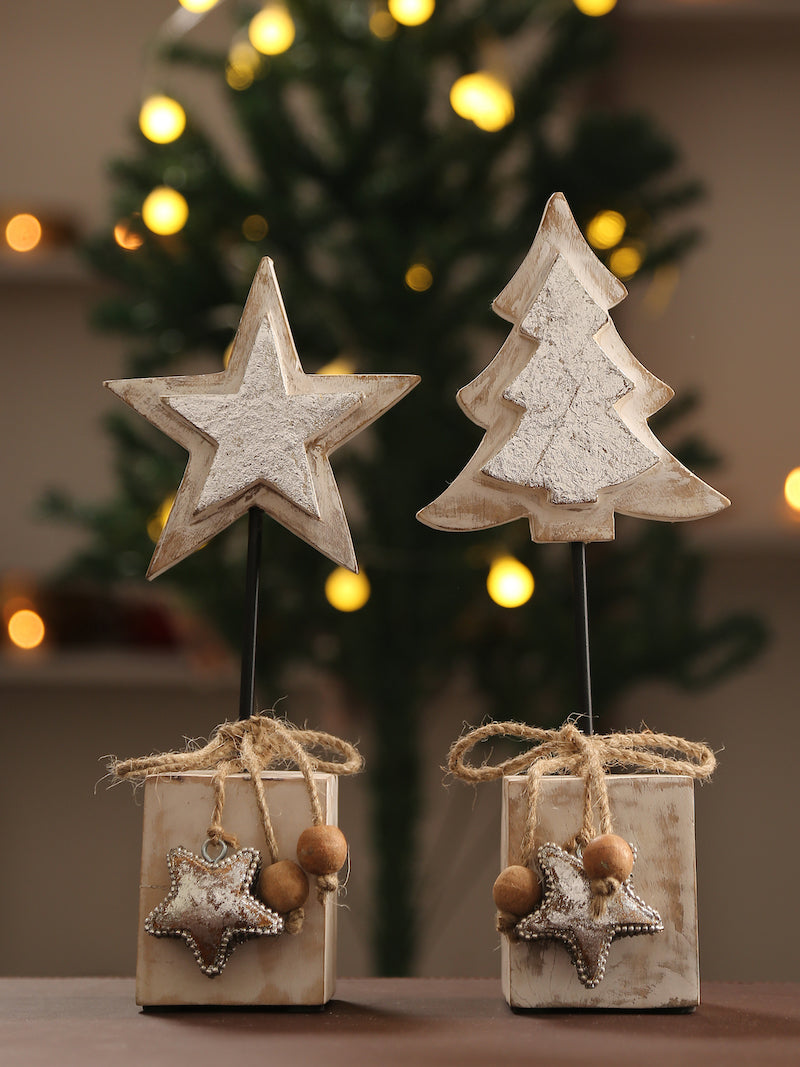 Wooden Christmas Tree with Silver Foiling