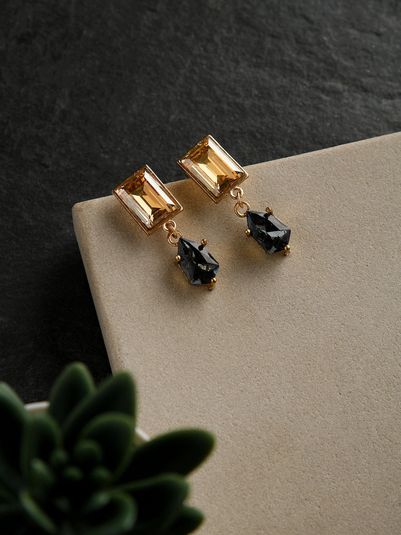 Golden Shadow & Silver Night Swarovski Stone Earrings