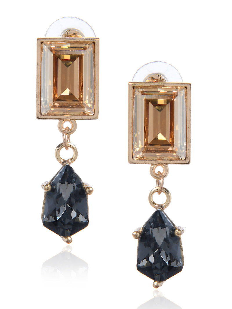 Golden Shadow & Silver Night Swarovski Stone Earrings