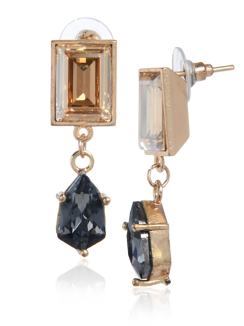Golden Shadow & Silver Night Swarovski Stone Earrings
