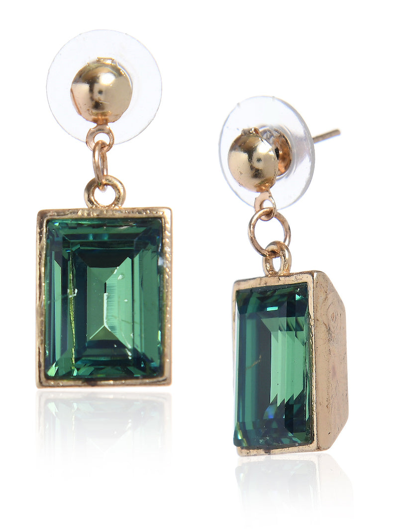 Elegant Emerald Earrings with Swarovski Crystals