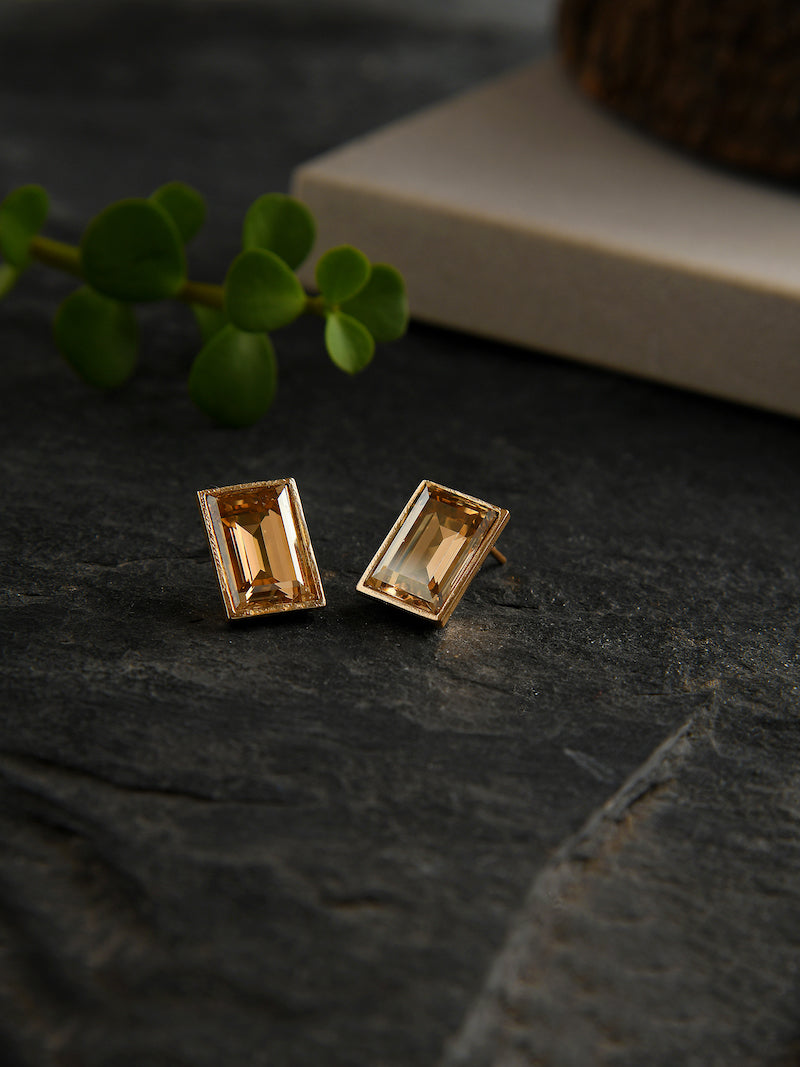 Golden Shadow Earrings with Swarovski Stone