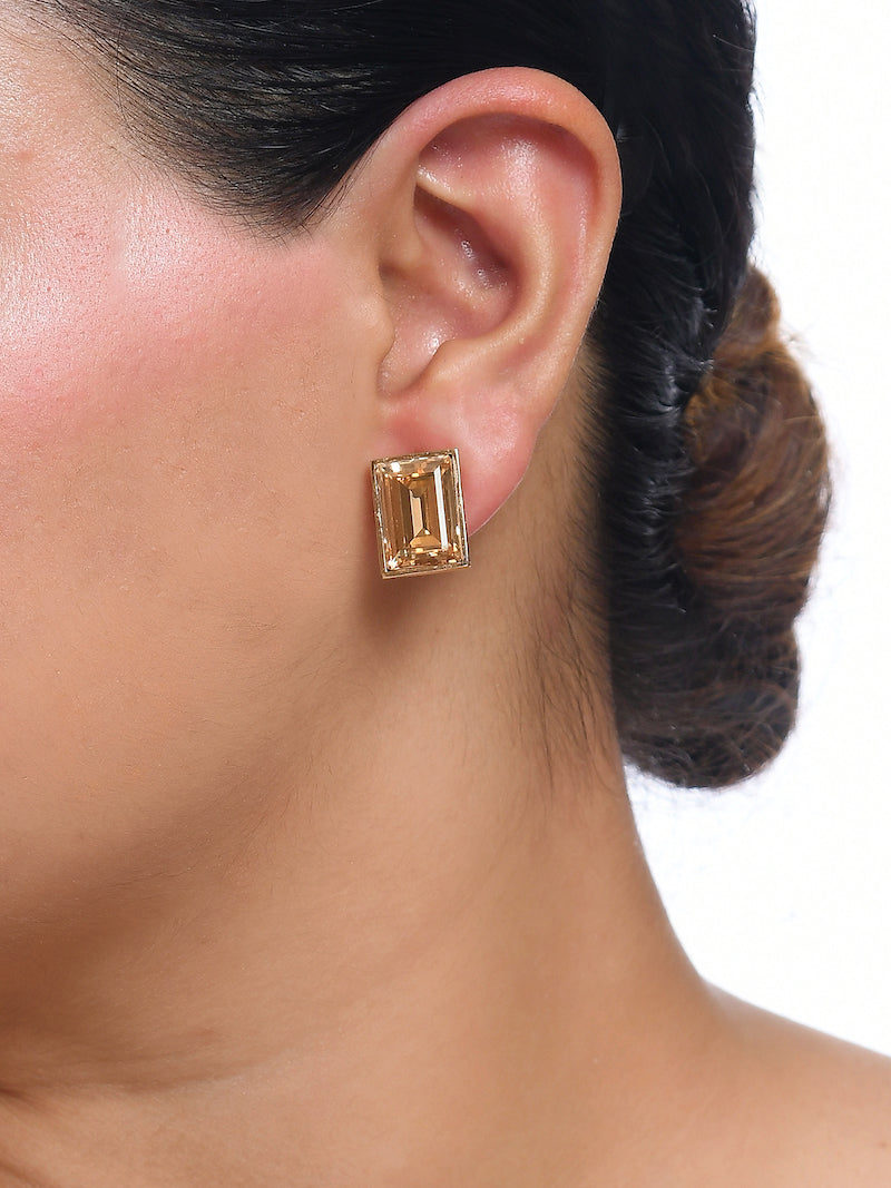 Golden Shadow Earrings with Swarovski Stone
