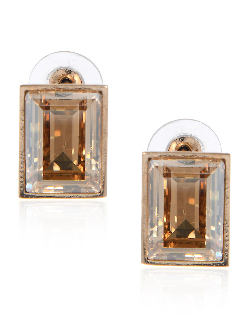 Golden Shadow Earrings with Swarovski Stone