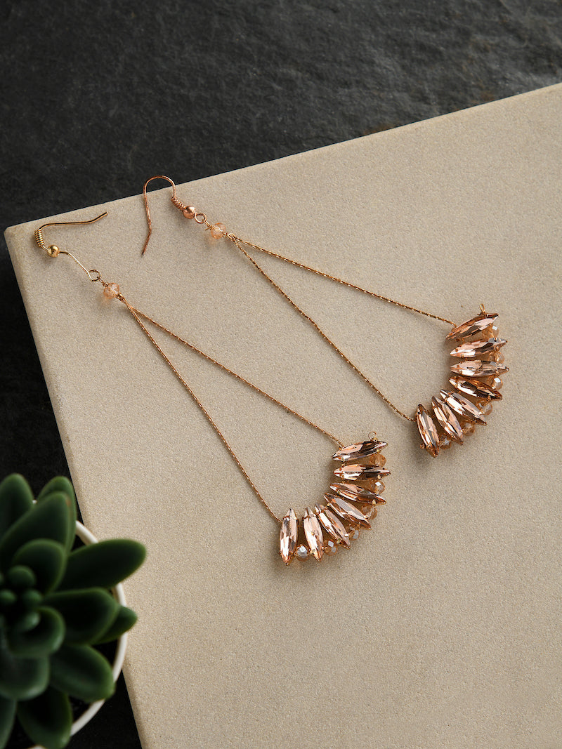 Designer Metallic Chain Earrings with Glass Crystals