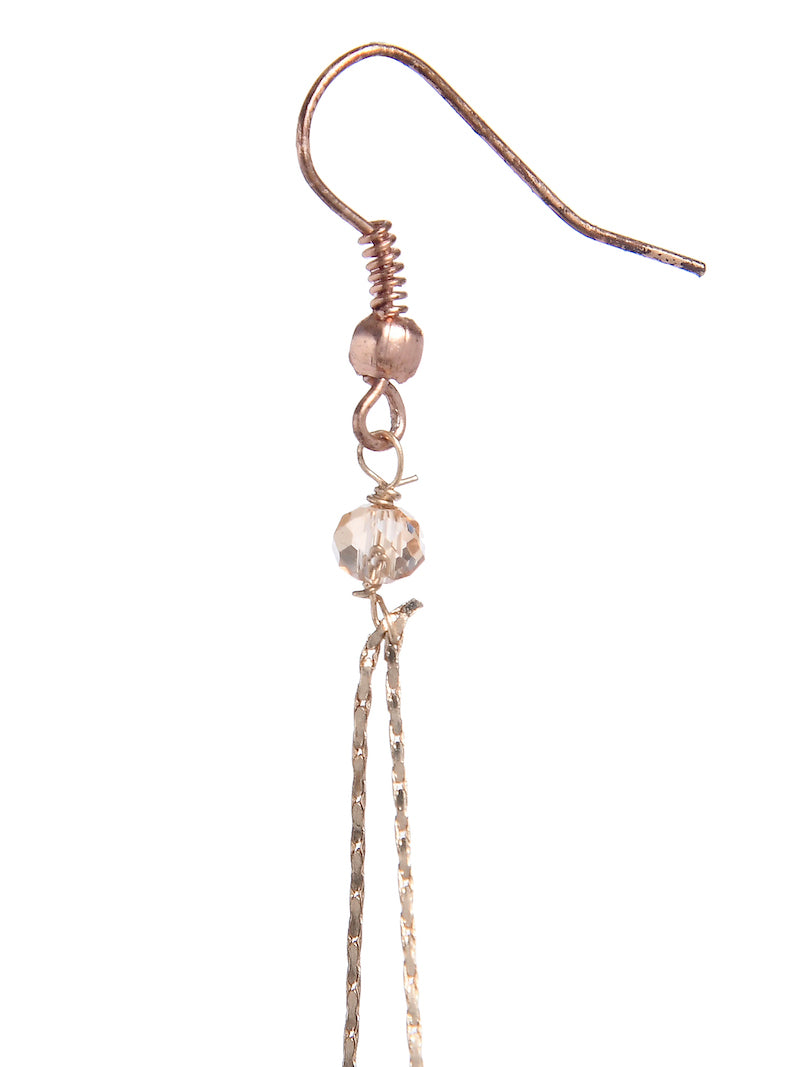 Designer Metallic Chain Earrings with Glass Crystals