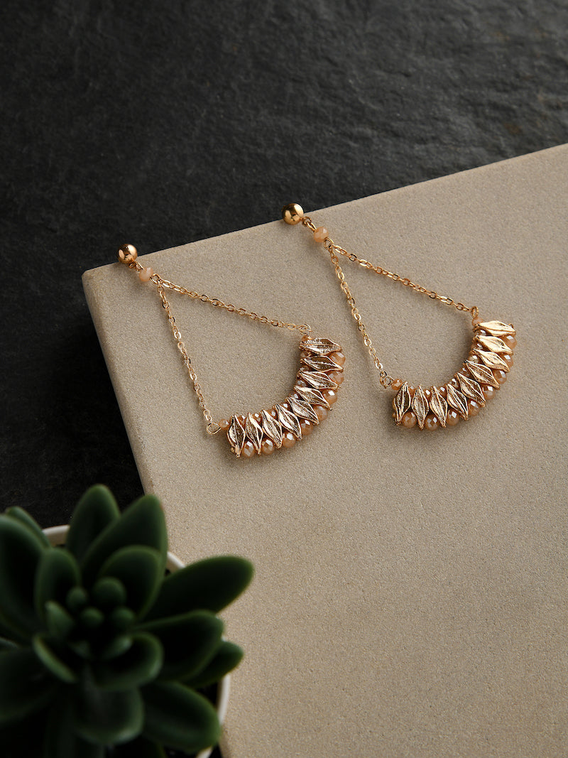Designer Earrings with Glass Beads (Rose gold finish)
