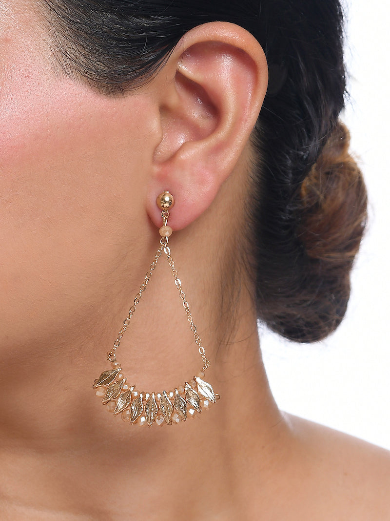 Designer Earrings with Glass Beads (Rose gold finish)
