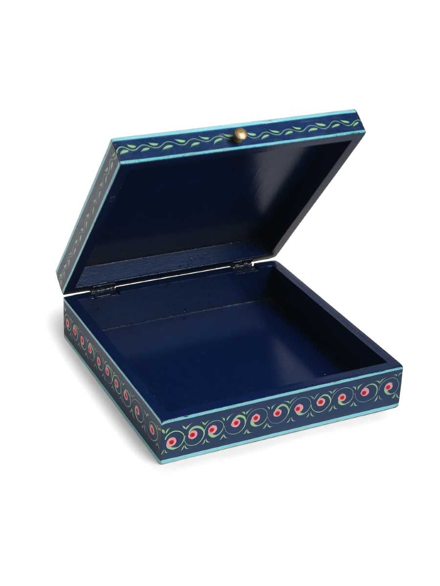 Pichwai Krishna Painted Box - Dark Blue
