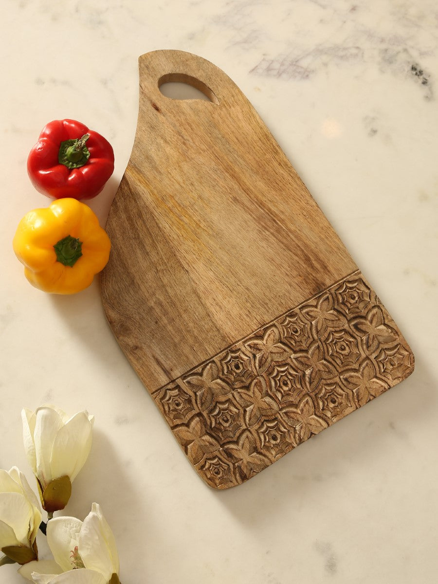 Geometric Design Hand Carved Cheese cum Chopping Board