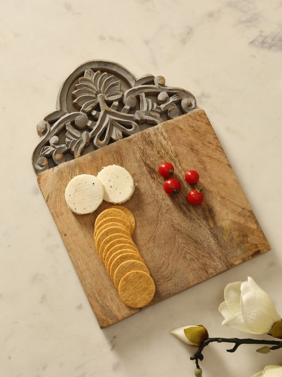 Grey and Natural Hand Carved Cheese Cum Chopping Board