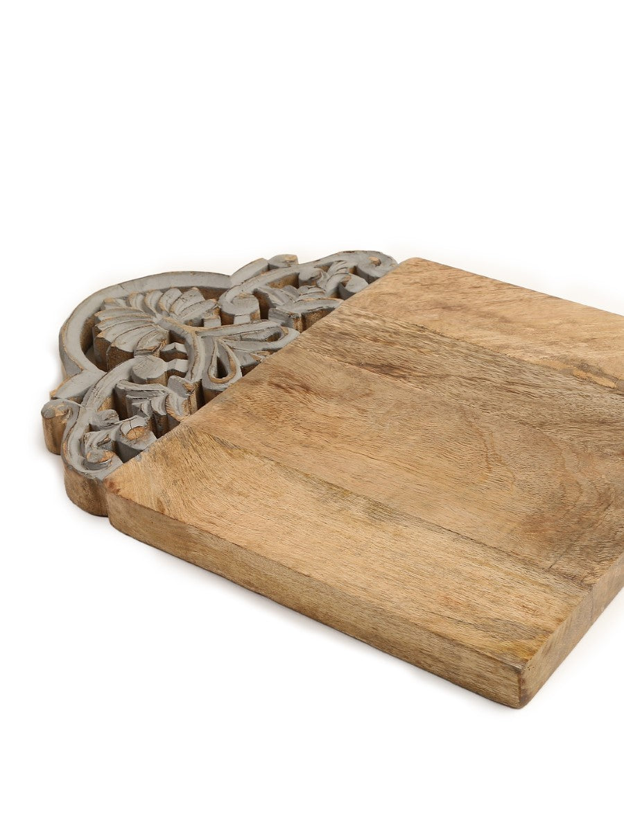 Grey and Natural Hand Carved Cheese Cum Chopping Board