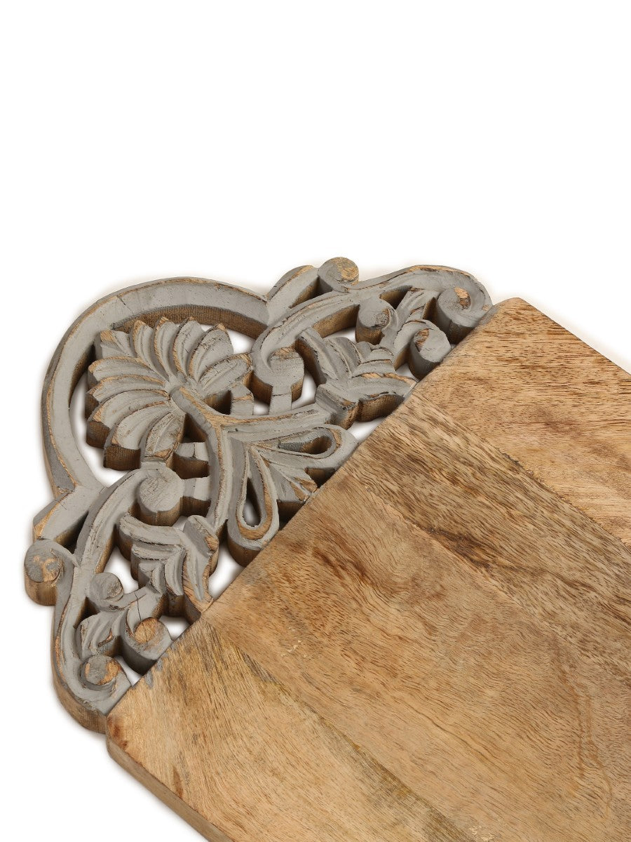 Grey and Natural Hand Carved Cheese Cum Chopping Board