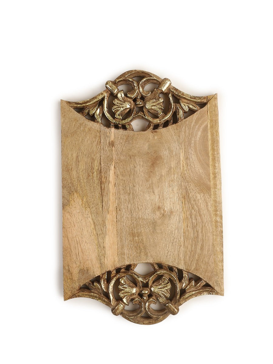 Antique Gold Foiled Hand Carved Cheese cum Chopping Board