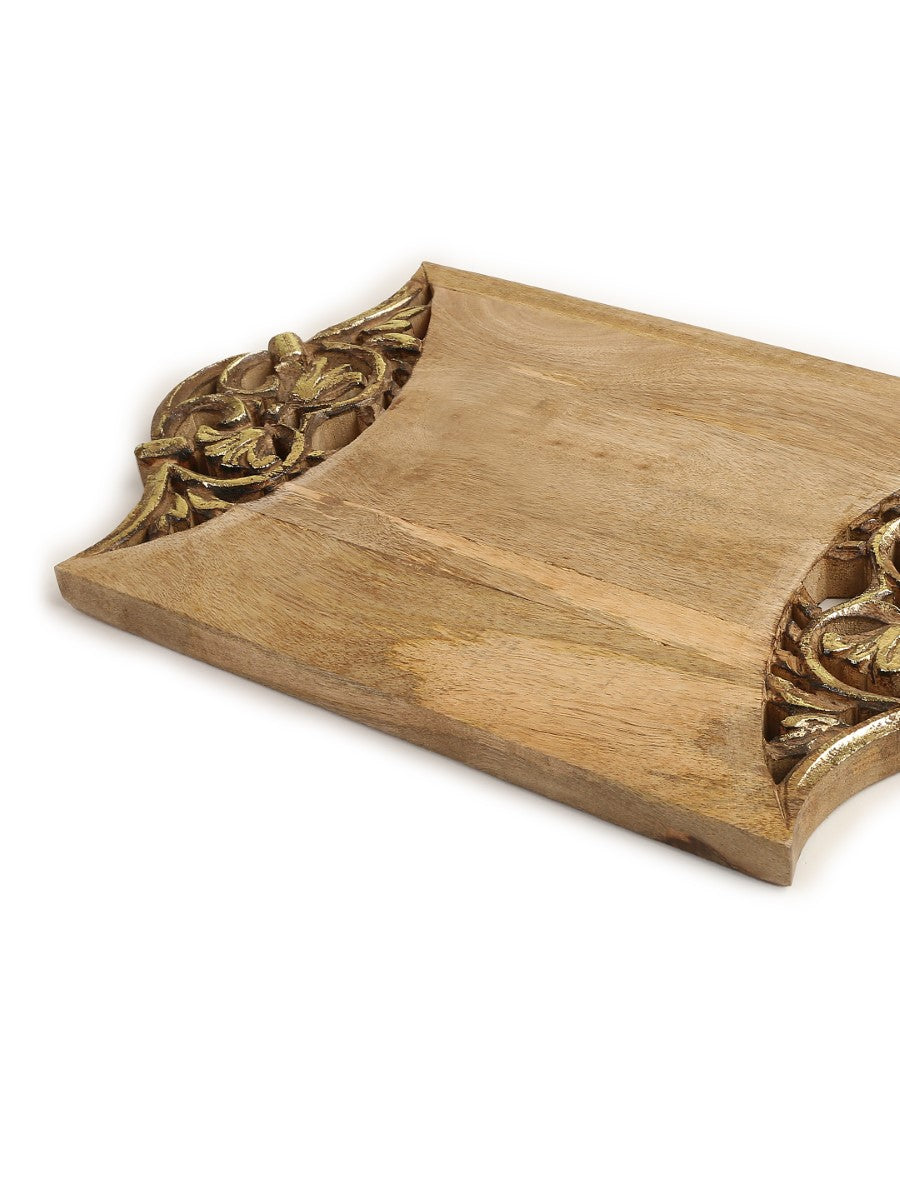 Antique Gold Foiled Hand Carved Cheese cum Chopping Board