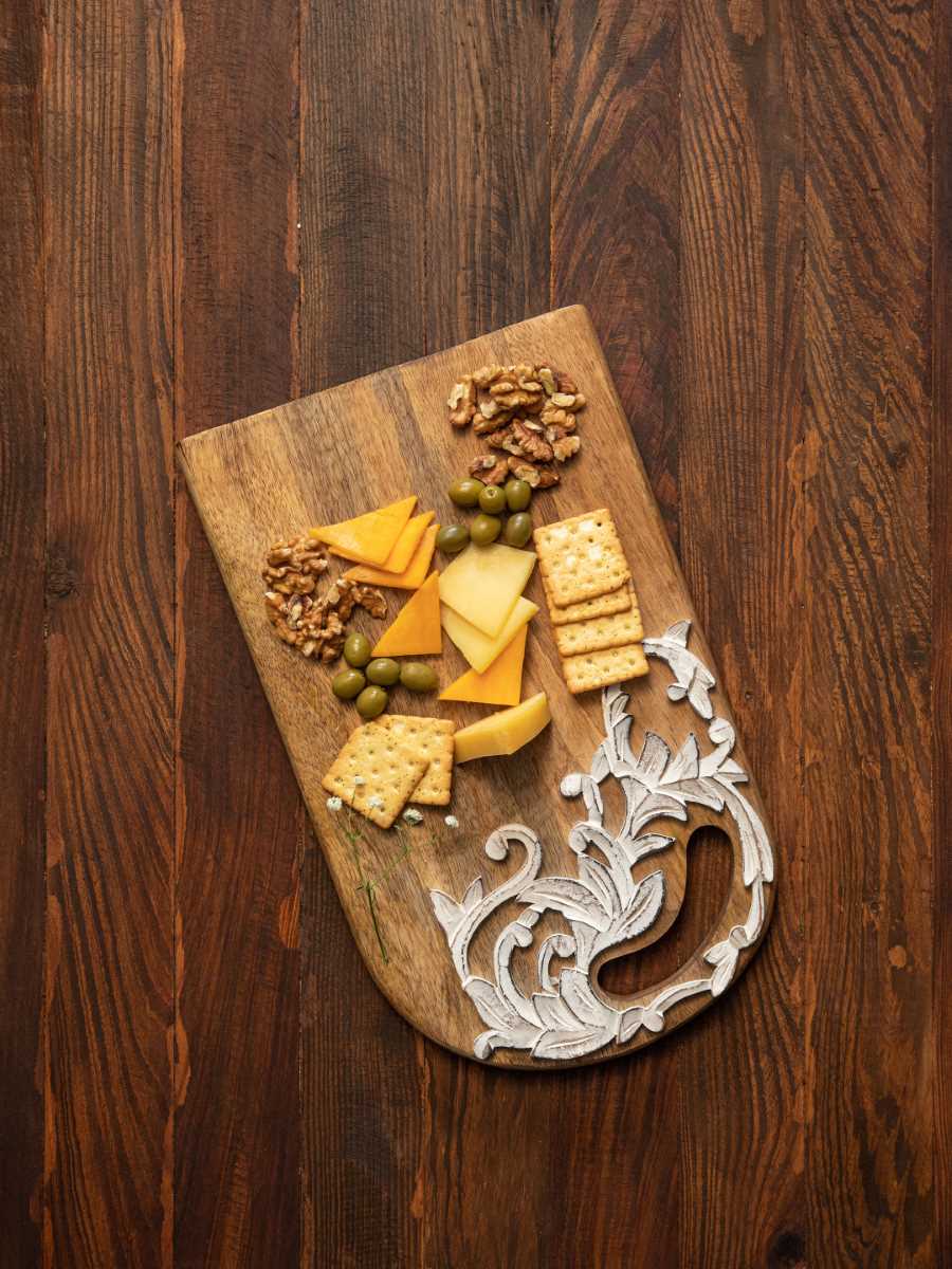 White Flower Wooden Carved Chopping / Cheese Board