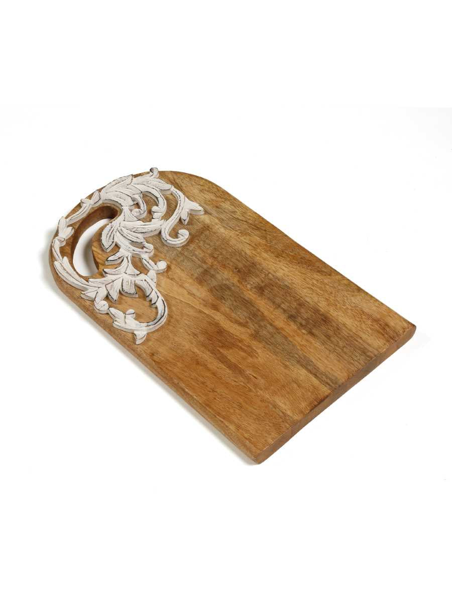 White Flower Wooden Carved Chopping / Cheese Board