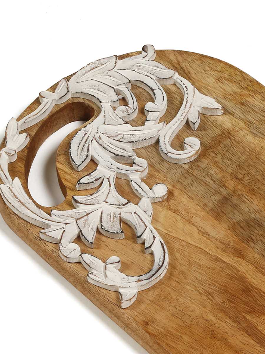 White Flower Wooden Carved Chopping / Cheese Board