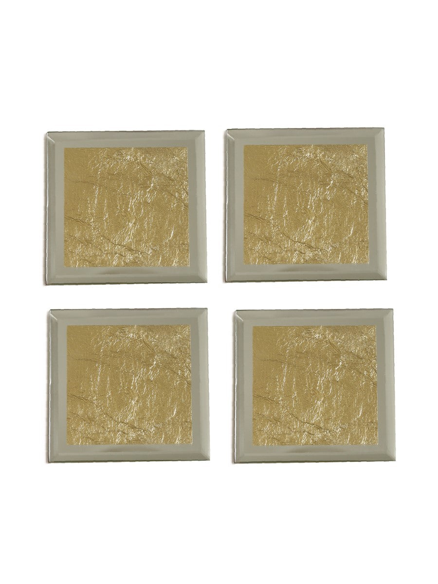 Mirror Glass Gold Foiled Coasters (Set of 4)