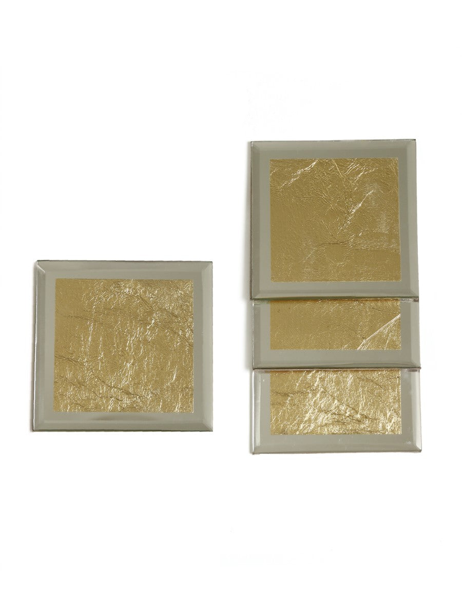 Mirror Glass Gold Foiled Coasters (Set of 4)