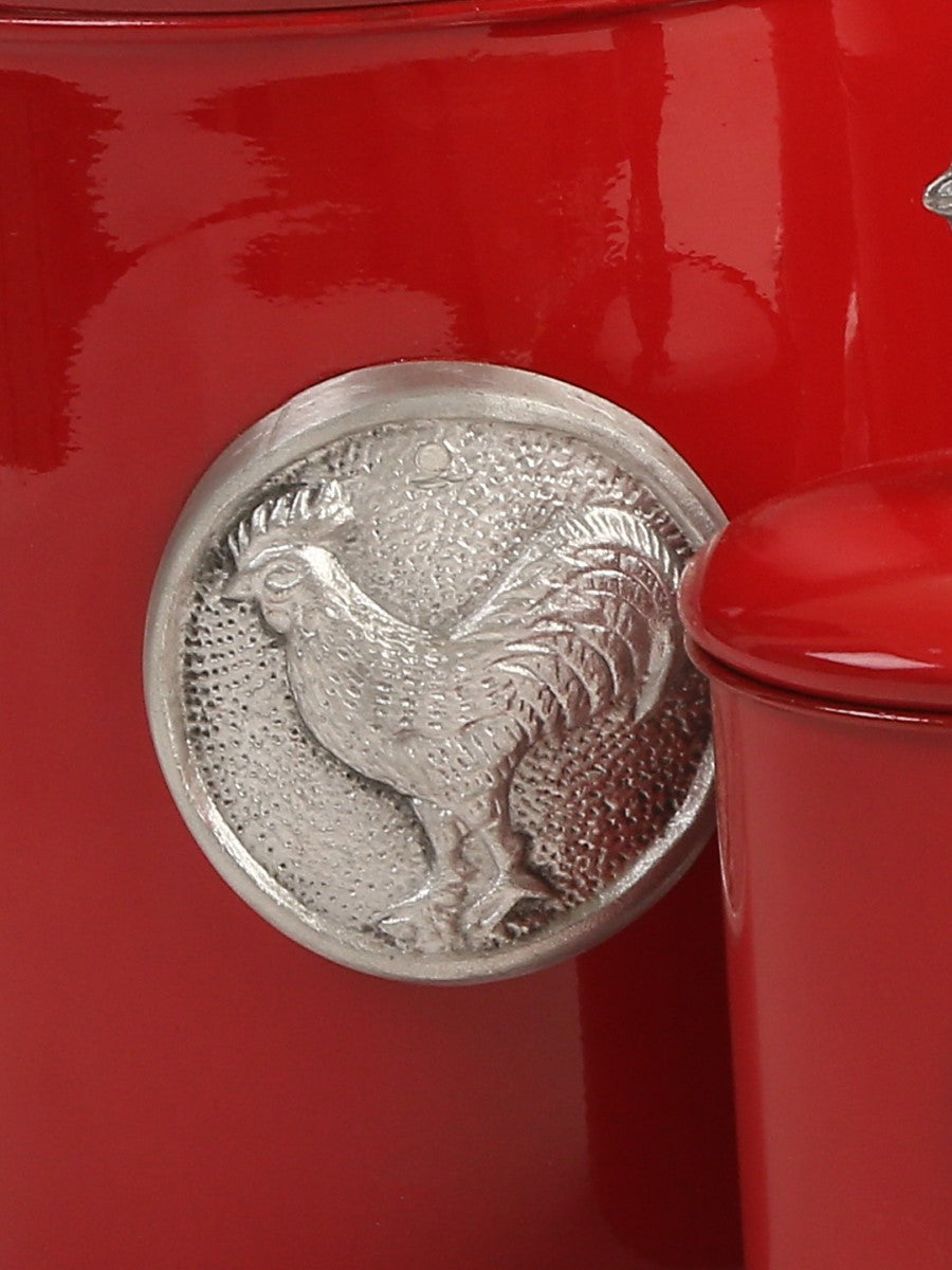 Red Canister Set with Rooster Design (Set of 4)