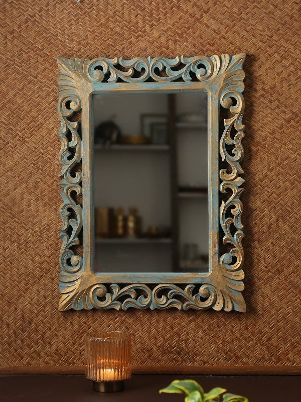 Green Vintage Style MDF Mirror in Distress Finish