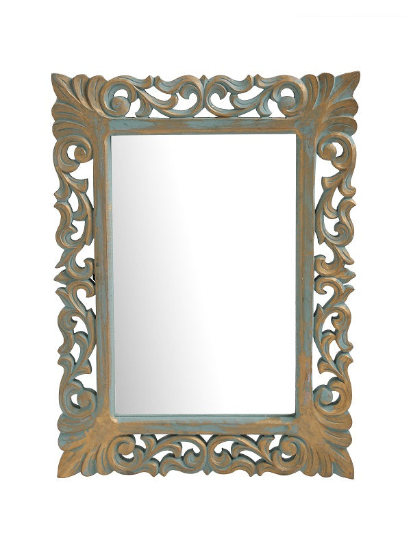 Green Vintage Style MDF Mirror in Distress Finish